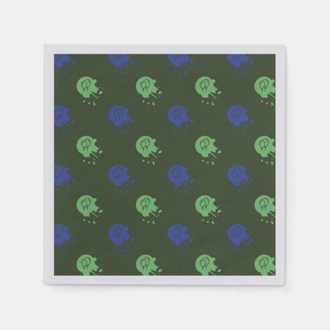 Army Green & Blue Paintball Party Napkin (Front)