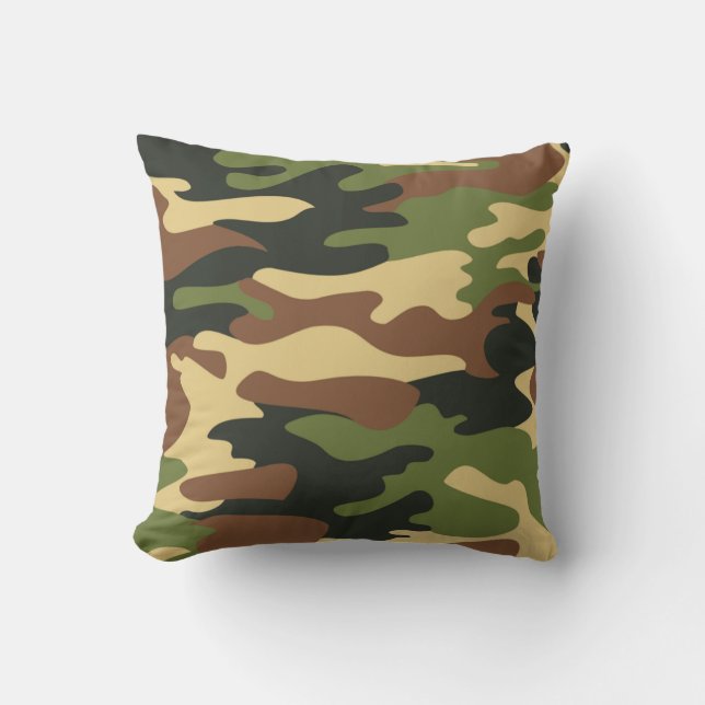 Army Green Camo Camouflage Pattern Cushion (Front)