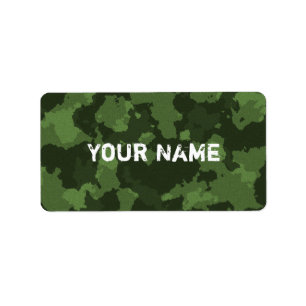 Army Green Camo Camouflage Pattern Label