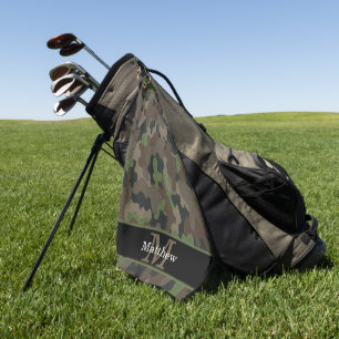 Army Green Camo Military Hunter Initial Monogram Golf Towel