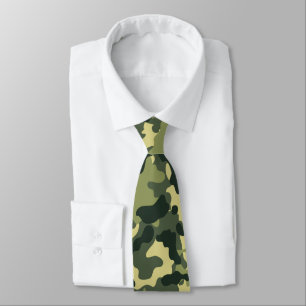 Army Green Camo Pattern Neck Tie