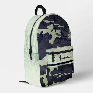 Army Green Camo Shimmery Chic Personalised  Printed Backpack