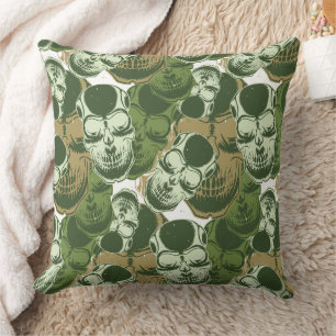 Army Green Camo Skull Pattern Cushion