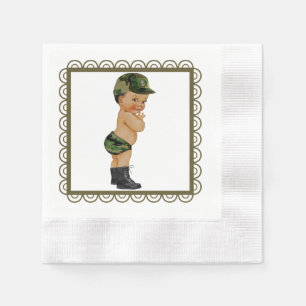 Army Green Camouflage Baby Paper Napkins