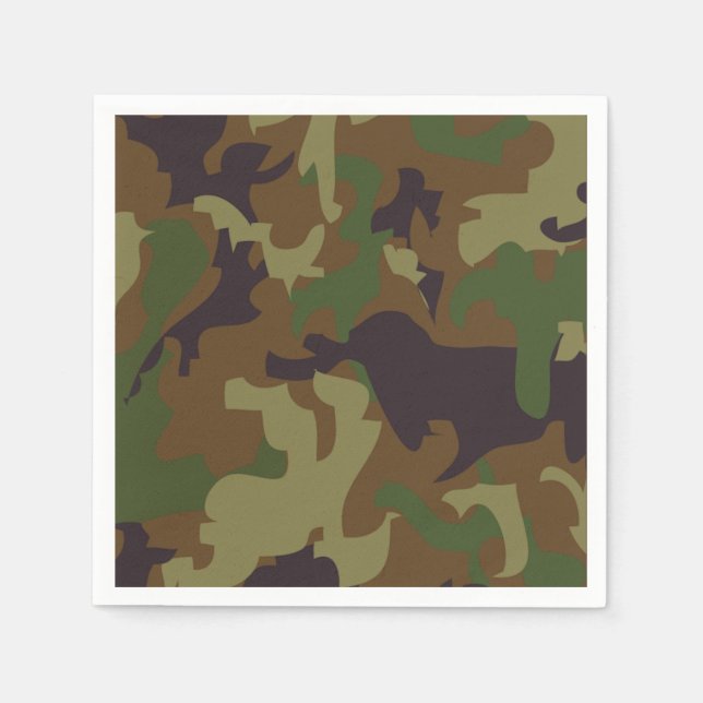 Army Green Camouflage Paper Napkins (Front)