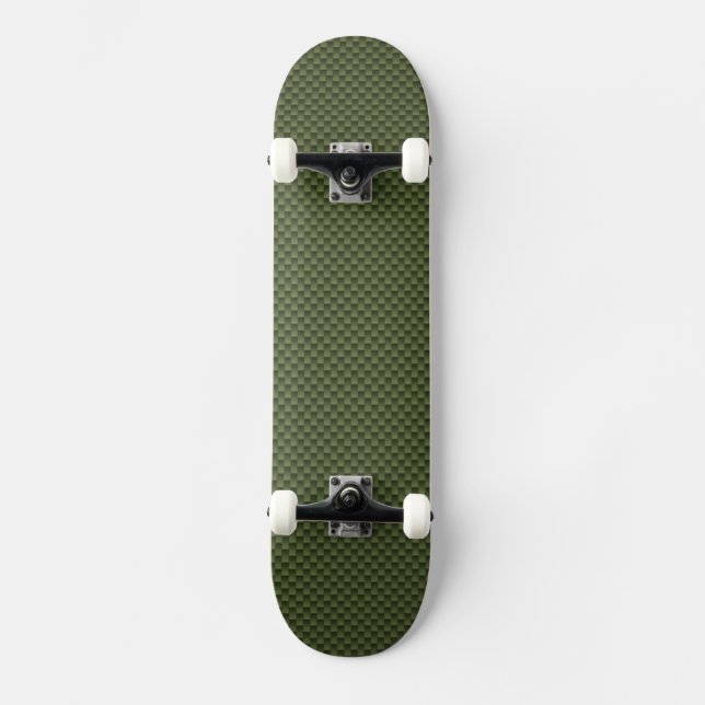 Army Green Carbon Fibre Print Skateboard (Front)