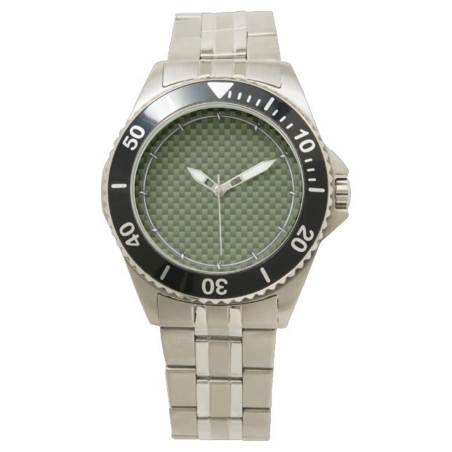 Army Green Carbon Fibre Print Watch (Front)