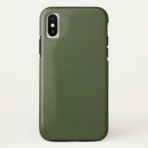 Army Green Carbon Fibre Style Print iPhone XS Case