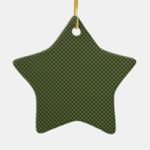 Army Green Carbon Fibre Style Print Ceramic Tree Decoration