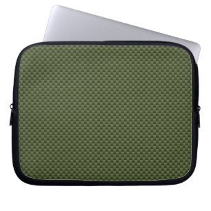 Army Green Carbon Fibre Style Print Laptop Sleeve
