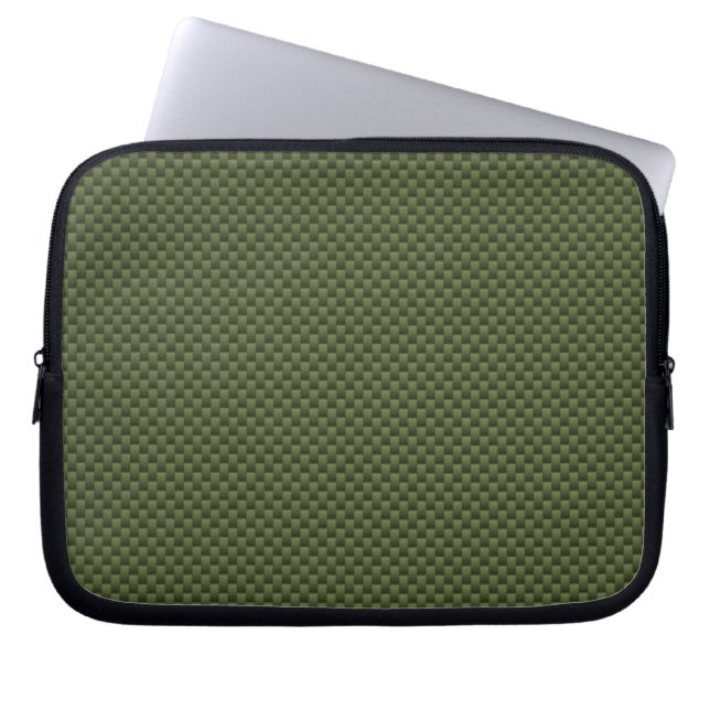 Army Green Carbon Fibre Style Print  Laptop Sleeve (Front)