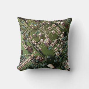 Army Green Circuit Board Camo   Cushion