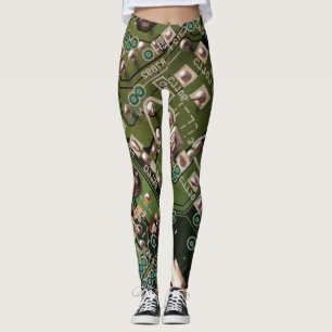 Army Green Circuit Board Camo Leggings