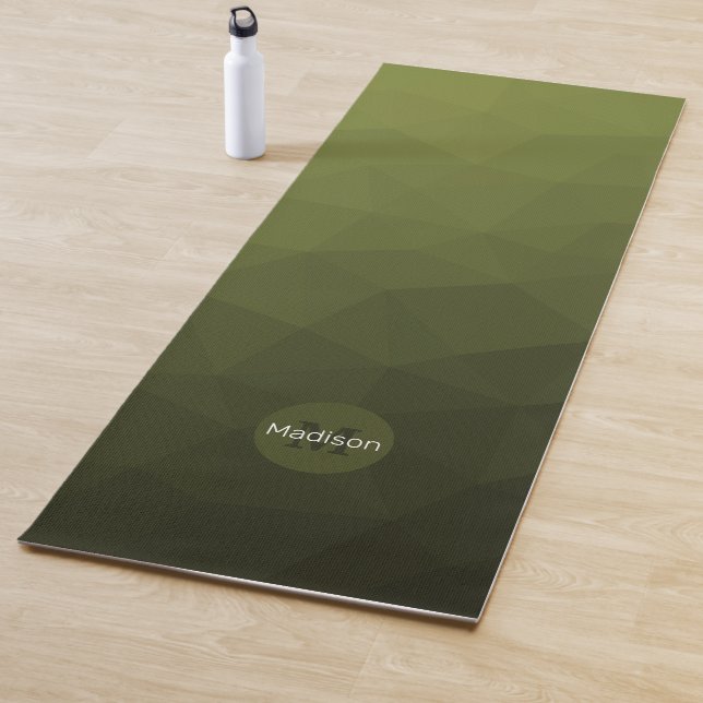 Army green cool geometric mesh pattern Monogram Yoga Mat (In Situ)