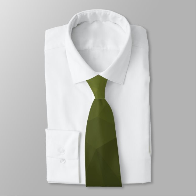 Army green dark Gradient Geometric Mesh Pattern Tie (Tied)