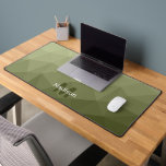 Army green geometric mesh pattern monogram desk mat<br><div class="desc">Monogram Personalise with your custom initial and name. Unique cool desk mat for his office, room, work, man cave, gaming room.. Army green gradient geometric mesh pattern triangles ombre. Army green light olive hue for soldier gear, camo. It mimics natural military landscapes, toughness, endurance, resilience. Earthy undertones connect to nature,...</div>