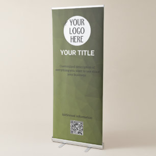 Army green gradient geometric mesh Custom logo Retractable Banner