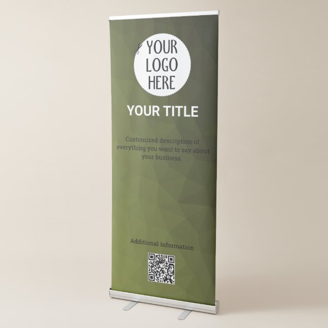 Army green gradient geometric mesh Custom logo Retractable Banner (3/4)