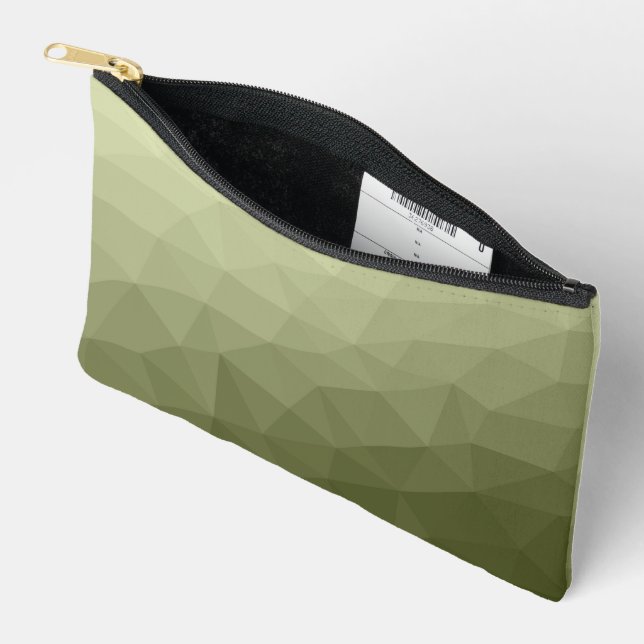 Army green gradient geometric mesh pattern accessory pouch (Open)