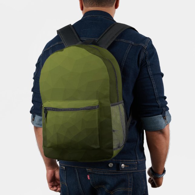 Army green Gradient Geometric Mesh Pattern Printed Backpack (Insitu (Model))