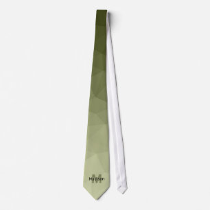 Army Green gradient geometry mesh pattern Monogram Tie