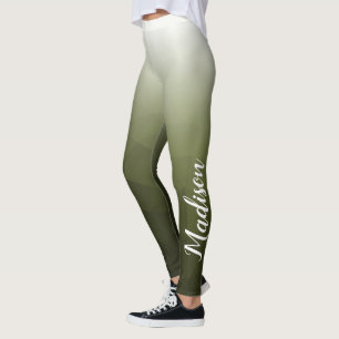 Army green Gradient Geometry Mesh Pattern Name Leggings