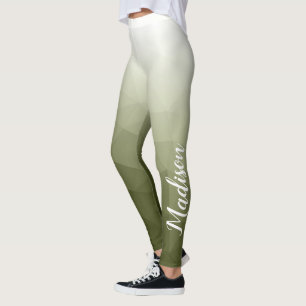Army green Gradient Geometry Mesh Pattern Name Leggings