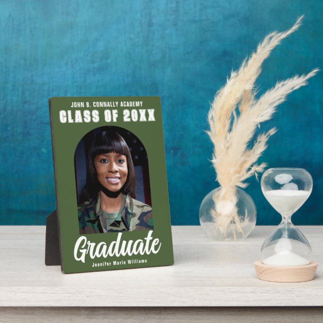 Army Green Graduate Arch 2023 Graduation Photo Plaque (Side)