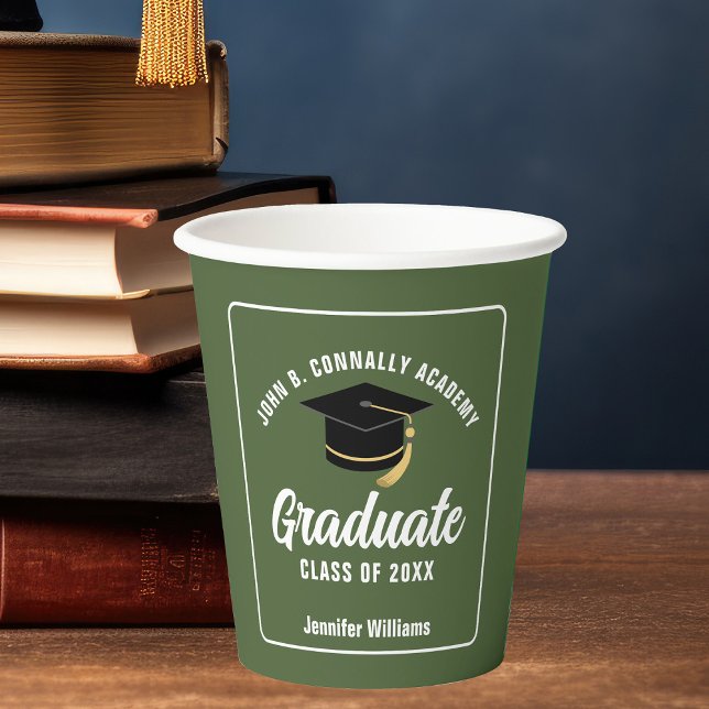 Army Green Graduate Custom 2025 Graduation Party Paper Cups (Creator Uploaded)