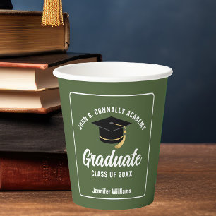 Army Green Graduate Custom 2026 Graduation Party Paper Cups