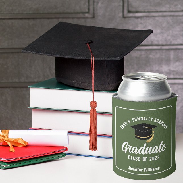 Army Green Graduate Custom Graduation Party Can Cooler (Creator Uploaded)