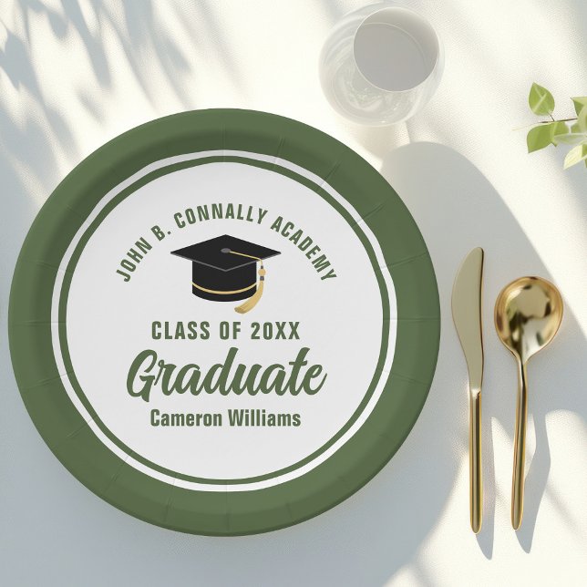 Army Green Graduate Military Graduation Party Paper Plate (Creator Uploaded)