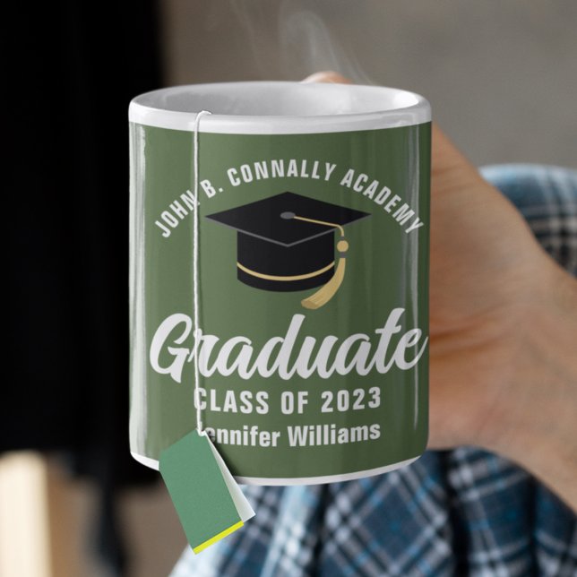 Army Green Graduate Personalised 2024 Graduation Coffee Mug (Creator Uploaded)