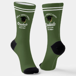 Army Green Graduate Personalised Graduation Socks