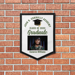 Army Green Graduate Photo 2024 Military Graduation Pennant