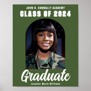 Army Green Graduate Photo Arch Graduation Party Poster