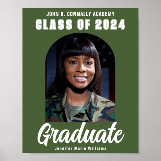 Army Green Graduate Photo Arch Graduation Party Poster (Front)