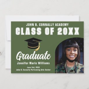 Army Green Graduate Photo Military Graduation Announcement