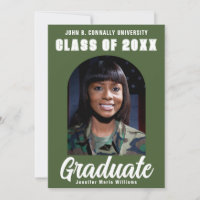 Army Green Graduate Photo Modern Arch Graduation