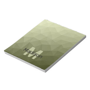 Army green light geometric mesh pattern Monogram Notepad