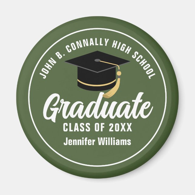 Army Green Military School Custom 2023 Graduation Magnet (Front)