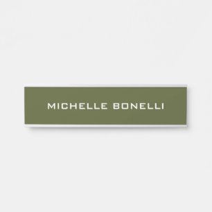 Army Green Minimalist Plain Legible Modern Door Sign