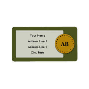 Army green monogram design label