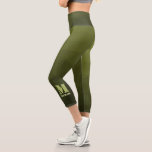 Army green olive geometric mesh pattern Monogram Capri Leggings<br><div class="desc">Monogram Personalise gift for her with your custom initial and name. Army green olive gradient geometric mesh pattern. Army green gradient geometric mesh pattern triangles ombre. Army green dark olive hue for soldier gear, camo. It mimics natural military landscapes, toughness, endurance, resilience. Earthy undertones connect to nature, grounding. Symbolises military...</div>