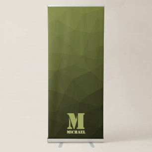 Army green olive geometric mesh pattern Monogram Retractable Banner