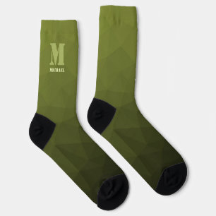 Army green olive geometric mesh pattern Monogram Socks