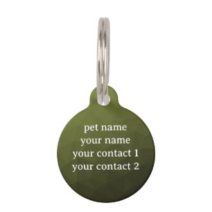 Army green olive geometric mesh pattern Your text Pet Tag