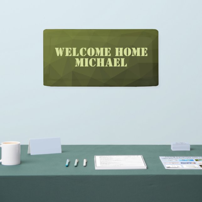 Army green olive geometric Welcome home Your name Banner (Tradeshow)