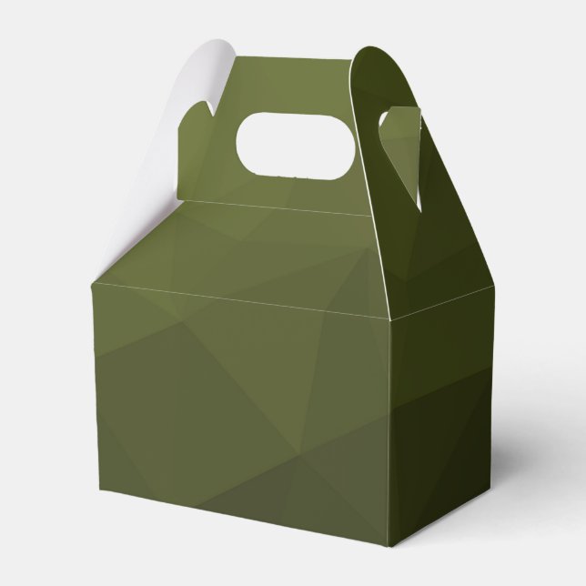 Army green olive gradient geometric mesh pattern favour box (Front Side)