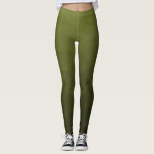 Army green olive gradient geometric mesh pattern leggings